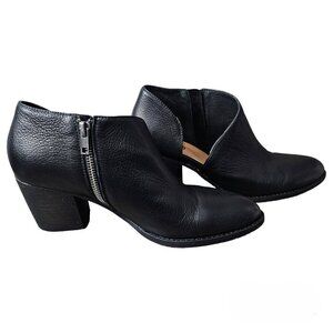 Silent D Bichon Anthropologie Bootie Leather Black Cutout Zip Ankle Boots